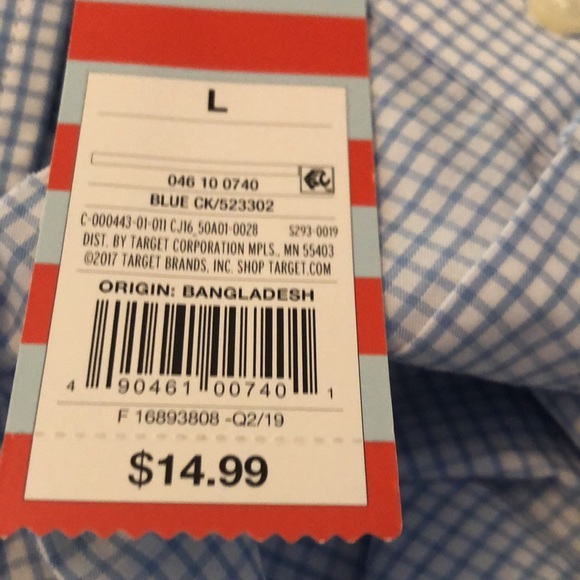 Brand new boys L (12/14) blue and white button down long sleeve - Picture 5 of 5